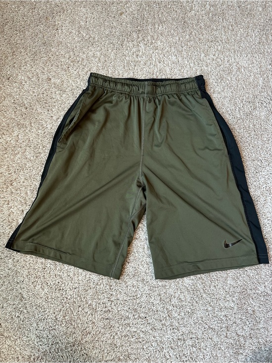 Nike Other - Nike Men’s Olive Green Athletic Shorts with Black Side Panels and Swoosh